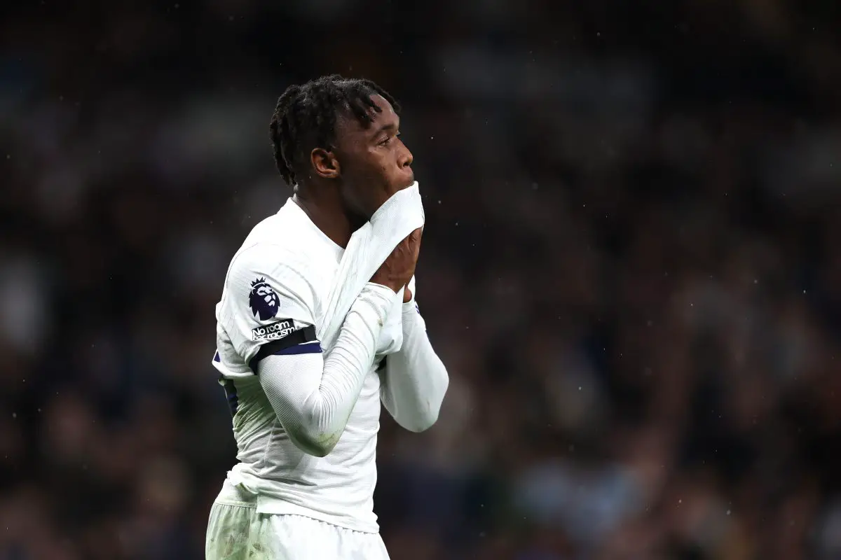 Destiny Udogie of Tottenham Hotspur against Fulham. (Photo by Alex Pantling/Getty Images)