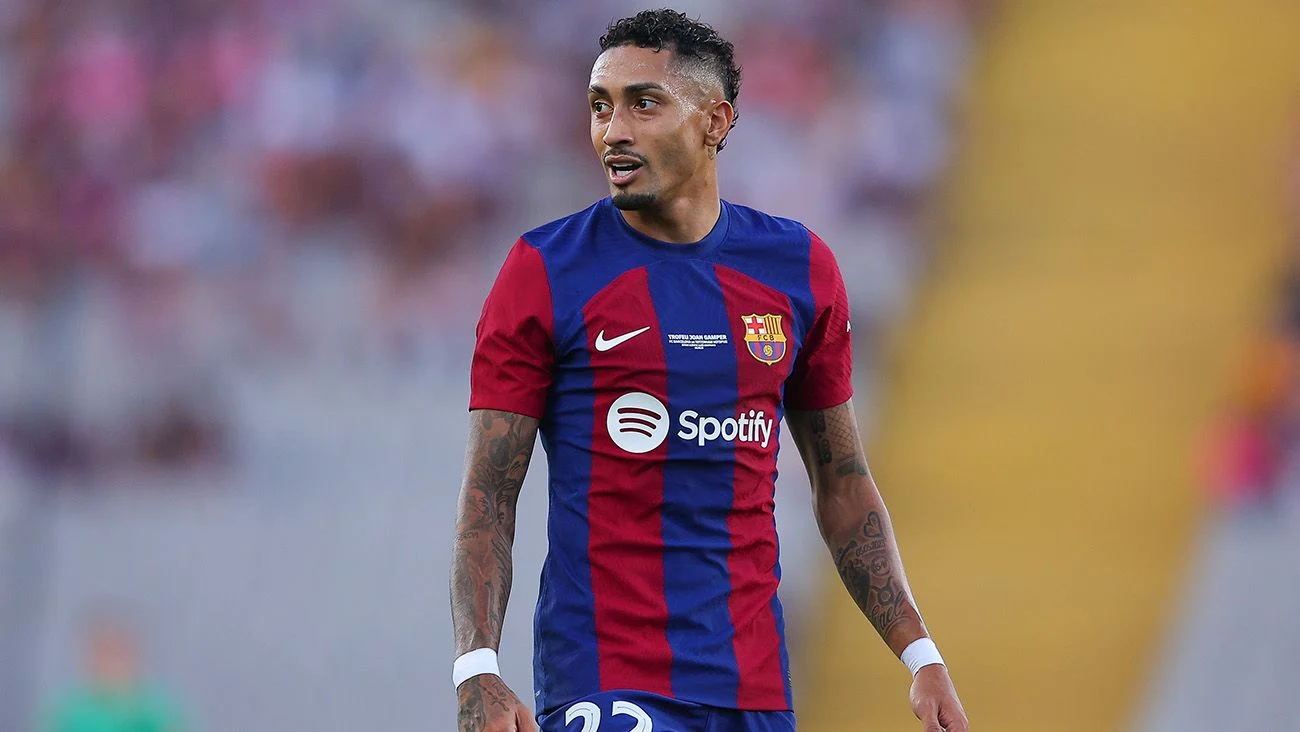 Barcelona winger Raphinha could be on his way back to the Premier League if Tottenham honcho Daniel Levy forks out £60m .