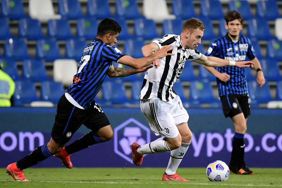 Dejan Kulusevski of Juventus battles for possession with Cristian Romero of Atalanta B.C. — a time when they were opponents. (