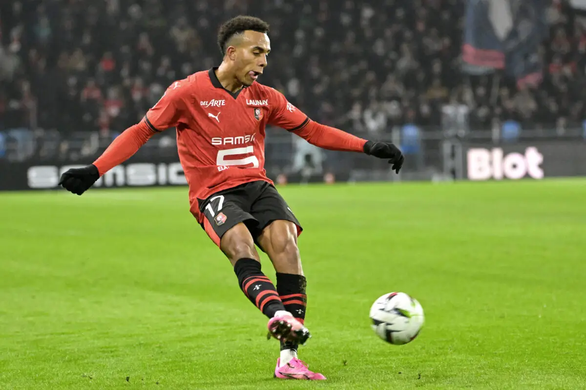 Rennes prodigy Desire Doue has been linked with a transfer to Tottenham Hotspur. (Photo by DAMIEN MEYER/AFP via Getty Images)