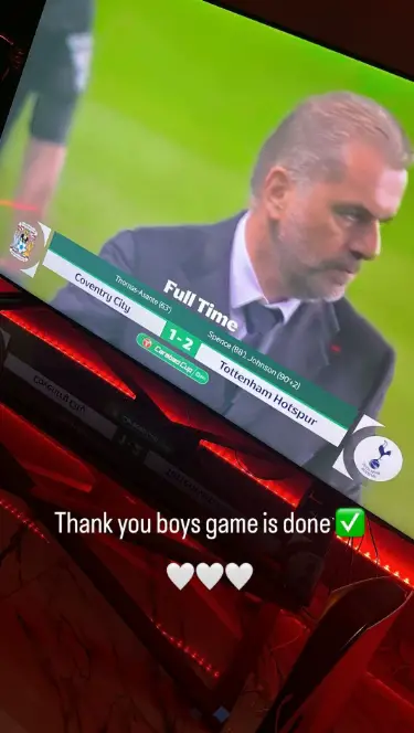 Bissouma on social media after Tottenham beat Coventry to make the fourth round of the League Cup