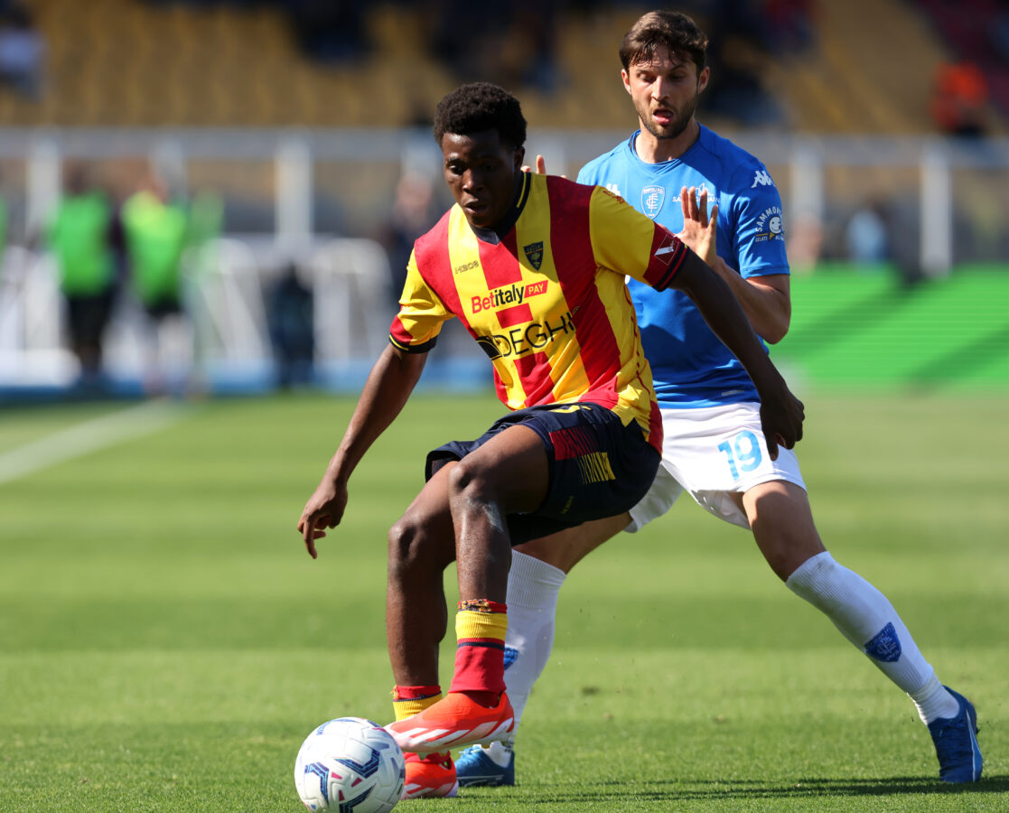 Tottenham target Patrick Dorgu in action for Lecce. (Photo by Maurizio Lagana/Getty Images)