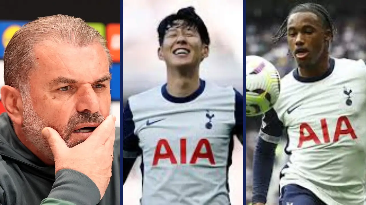 Postecoglou gives injury update on Tottenham duo Son Heung-min and Wilson Odobert.
