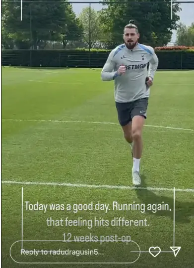 Radu Dragsuin has been running on the pitch again (Courtesy: Radu Dragusin Instagram)