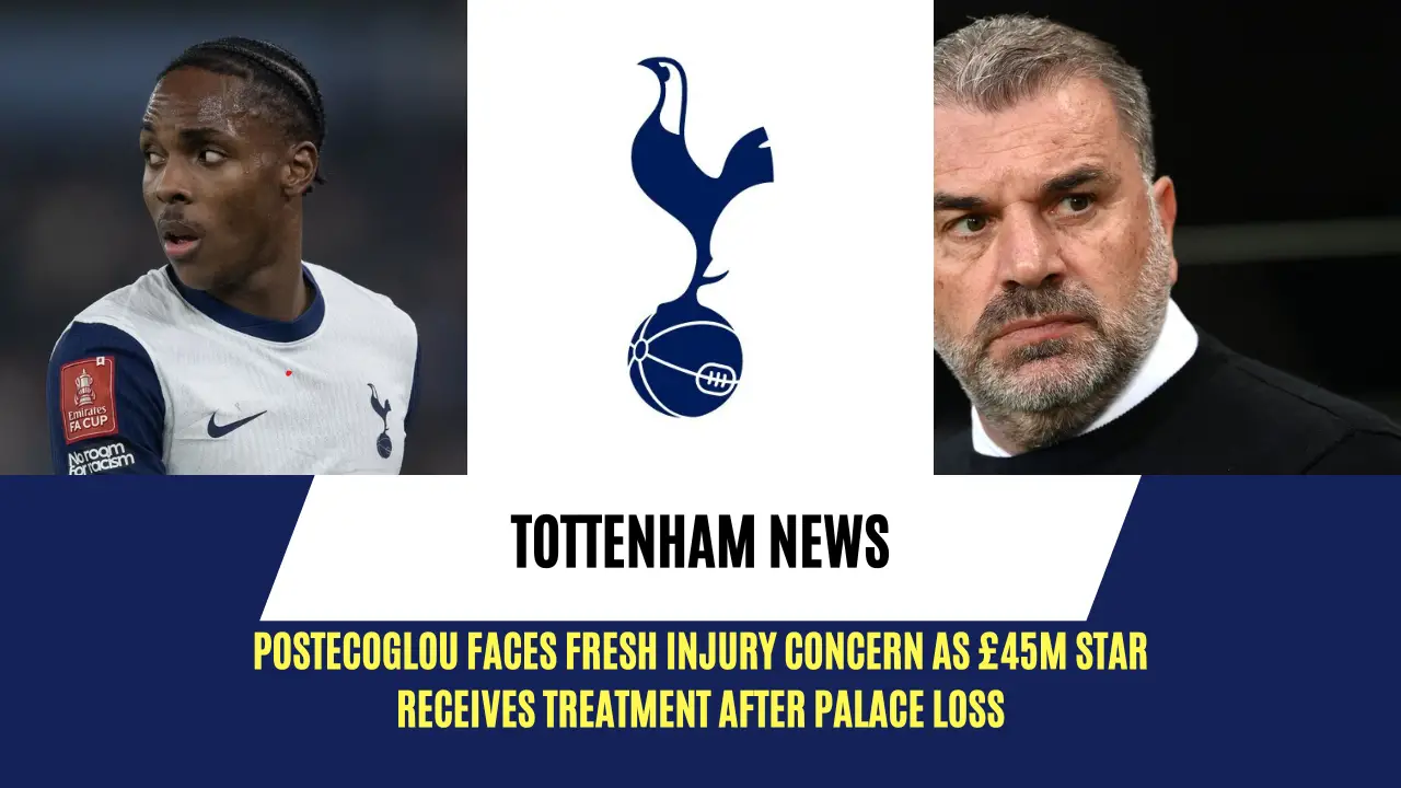 Tottenham star Mathys Tel was seen receiving treatment after full-time whistle in Crystal Palace defeat.